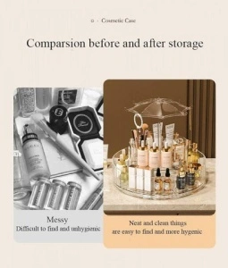 Organizator Cosmetice Rotativ 360° cu Design Elegant – Suport de Machiaj Multifunctional - Img 5