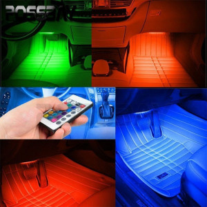 Promotie,Kit Iluminare Ambientala LED Interior Masina, Multicolor RGB Cu Telecoman Led Interior Masina, 12 LED-Uri,Auto - Img 2