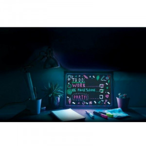 Lampa Rama, Cu Lumina LED Neon,Pentru Mesaje Fluorescente, 23 X 23cm Si 3 Carioci Incluse - Img 2