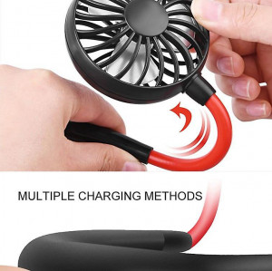 Mini Ventilator Dublu Portabil Pentru Gat, 3 Trepte De Viteza, Cu Baterii - Img 3