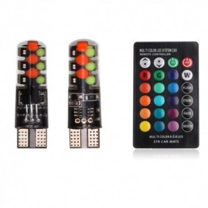 Set 2 becuri de pozitie, LED RGB, cu telecomanda si intensitate reglabila,Promotie