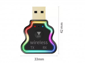 Adaptor Transmitter/Receiver, Audio Wireless M11 3-in-1, Bluetooth 5.0 A2DP Jack 3.5mm, 4.2 x 3.3 x 2.1 cm Negru - Img 2