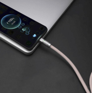 Cablu Incarcare Si Transfer Date 6A 120W USB la Lightning, Incarcare Rapida, Silicon Moale Anti-Incalcire, 1m, Alb - Img 2