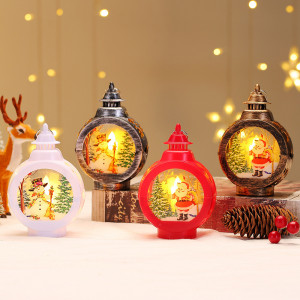 Felinar Decorativ Pentru Craciun, Lumina Led Calda, Diferite Culori, 9x5x13,5cm - Img 3