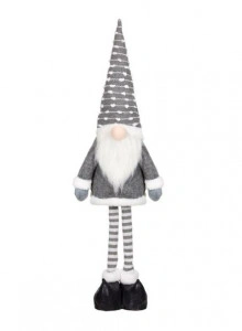 Figurina Decorativa Mos Craciun, Culoare Gri, 89 cm