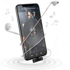 Mini Adaptor Lightning Splitter IUni Dual Port, Pentru Casti Si Incarcare IPhone - Img 3