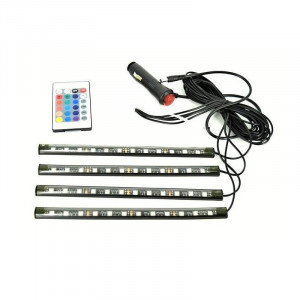 Promotie,Kit Iluminare Ambientala LED Interior Masina, Multicolor RGB Cu Telecoman Led Interior Masina, 12 LED-Uri,Auto - Img 4