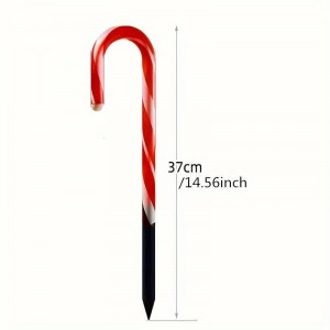 Set 5 Decoratiuni Luminoase Solare Pentru Craciun, Acadele Iluminate, Incarcare Solara, 37cm - Img 2