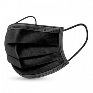 Set De 50 De Masti Protectie Negre, Non Medical, 3 Pliuri De Unica Folosinta, - Img 1
