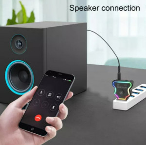 Adaptor Transmitter/Receiver, Audio Wireless M11 3-in-1, Bluetooth 5.0 A2DP Jack 3.5mm, 4.2 x 3.3 x 2.1 cm Negru - Img 3