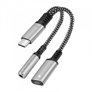 Adaptor Type-C la Jack 3.5mm si Type-C Alimentare, Splitter KLGO