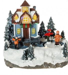 Decoratiune de Craciun Copii la Patinaj cu Lumina 17x10x17cm