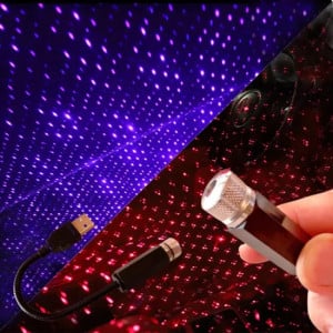 Proiector Cu Lumina Laser Ambientala Cu Stele, Pentru Masina, Cu USB, Universal - Img 1