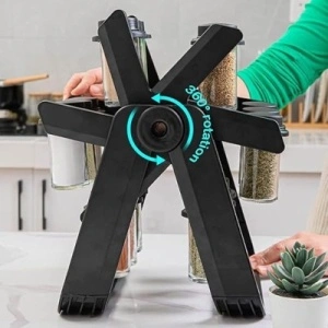 Set Rotativ Condimente - 18 Borcane din Sticla incluse, Rotatie 360°, 34x23 cm - Img 2