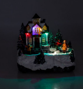 Decoratiune de Craciun Copii la Patinaj cu Lumina 17x10x17cm - Img 2