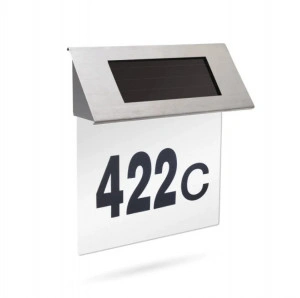 Numar De Casa Din Inox, Cu Iluminare LED Si Alimentare Solara, Stickere Numere Incluse