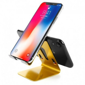 Suport Universal De Birou Pentru Telefon , Tableta Full Metal Ideal Scoala Online,Streaming ,Auriu - Img 1
