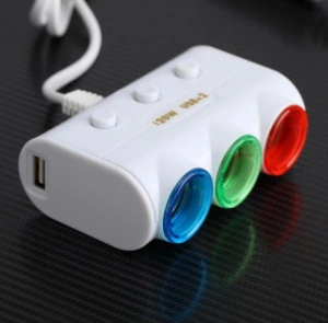 Adaptor Priza Auto, Adaptor Priza Bricheta, 2 USB uri Laterale, Priza Iluminate - Img 2