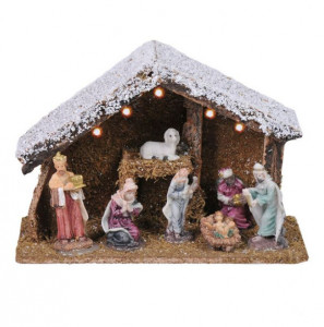 Decoratiune de Craciun Iesle cu 5 LED-uri 26x10.5x18cm - 7 Figurine