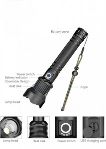 Lanterna Heavy Duty R434-P70, Lanterna LED P90, Lanterna Full Metal, 28000W - Img 4