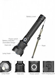 Lanterna Heavy Duty R434-P70, Lanterna LED P90, Lanterna Full Metal, 28000W - Img 4