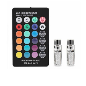 Set 2 Becuri T10 LED 12v RGB Cu Telecomanda Auto, Pentru Pozitie - Img 1