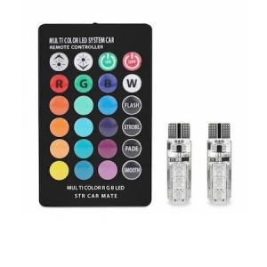 Set 2 Becuri T10 LED 12v RGB Cu Telecomanda Auto, Pentru Pozitie
