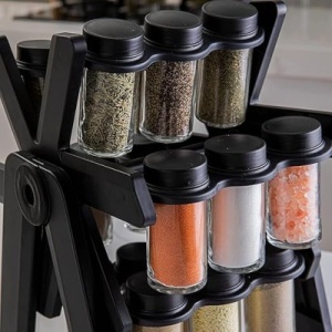 Set Rotativ Condimente - 18 Borcane din Sticla incluse, Rotatie 360°, 34x23 cm - Img 4