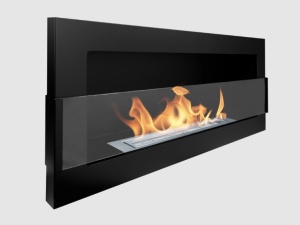 Semineu bio 900x400 cu sticla, culoare negru structural mat - Img 2