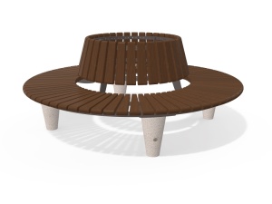 Banca rotunda din Mozaic polisat si pin (molid), Model 151