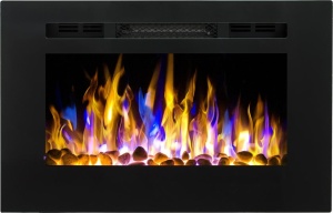 Focar electric liniar incorporabil 3D Aflamo Majestic 26 Negru cu sunet