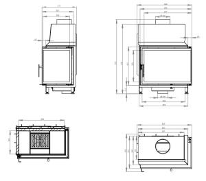 Semineu Hitze STMA68X43.R 11 kW Sticlă laterală dreapta - Img 3