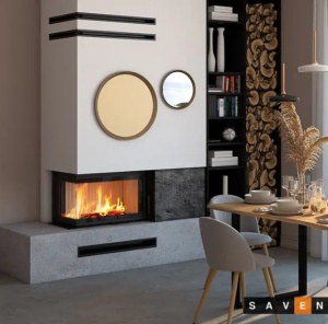 Semineu SAVEN Energy 75х50х47 L ECO 15,1 kW Sticlă laterală stânga - Img 9