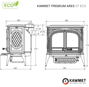 Soba fontă KAWMET Premium ARES S7 ECO – 11,3 kW - Img 9