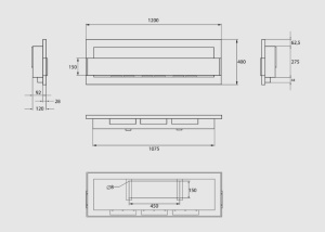 Biosemineu cu sticla 1200X400 negru structural mat - Img 5