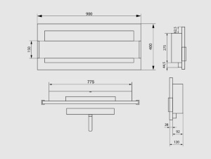 Semineu bio 900x400 cu sticla, culoare negru structural mat - Img 5