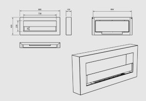 Biosemineu cu sticla 900x400 BOX negru structural mat - Img 6