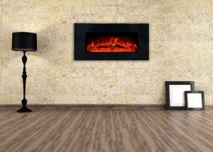 Focar electric liniar curbat de perete 3D Aflamo Soder Negru cu sunet - Img 5