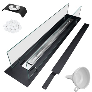 Biosemineu incorporat INSERT 100 cm negru mat cu sticla