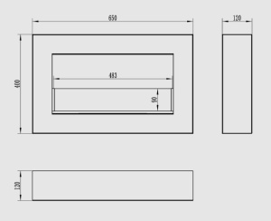 Biosemineu suspendat cu sticla 650x400 Box negru structural mat - Img 7