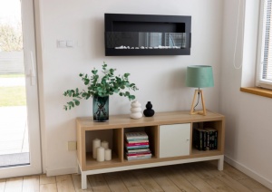 Semineu bio 900x400 cu sticla, culoare negru structural mat - Img 7