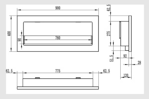 Semineu bio 900x400 SLIM negru structural mat - Img 7