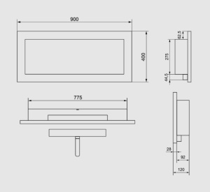 Semineu cu bioetanol suspendat 900x400 negru lucios - Img 7