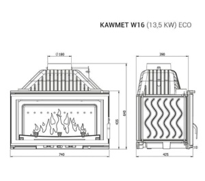Semineu Kawmet W16 ECO 13,5 kW Sticlă laterală Stânga - Img 9