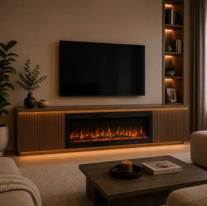 Semineu electric liniar 3D incorporabil AFLAMO Majestic 107 PRO, sunet incorporat, Smart APP + telecomanda - Img 4