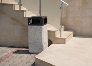 Cos de gunoi din beton, cu recipient de zinc detasabil, Model 182 - Img 8