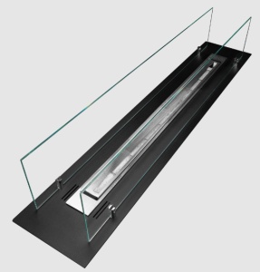 Biosemineu incorporat INSERT 100 cm negru mat cu sticla - Img 4