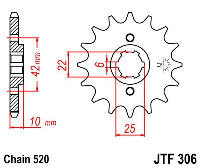 Pinion fata JT JTF 306-14 14T, 520