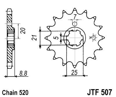 Pinion fata JT JTF 507-13 13T, 520