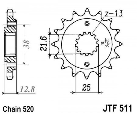 Pinion fata JT JTF 511-15 15T, 520